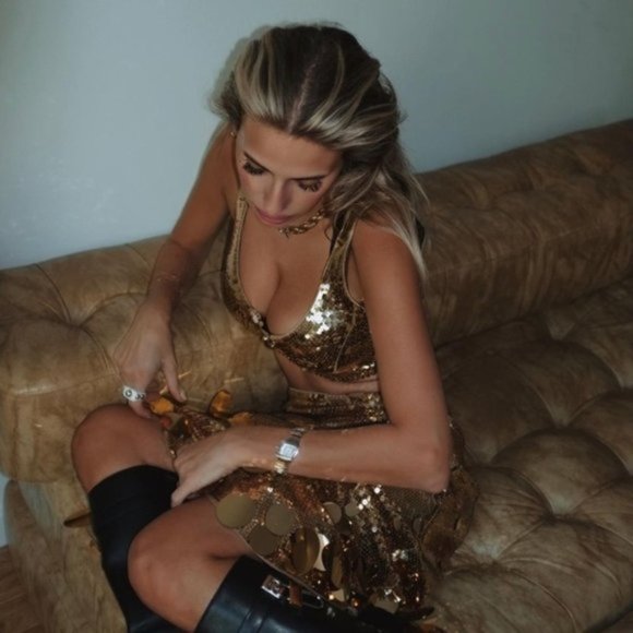 NWT Rabanne x HM Gold Sequined Crop Top sz S - Picture 4 of 15